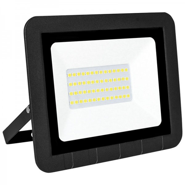 Proyector led plano negro   30w.calida