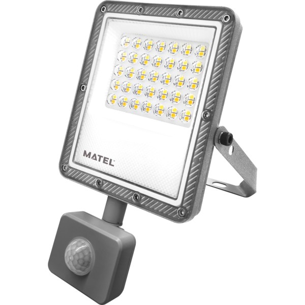Proyector led sensor plano gris 30w.3cct
